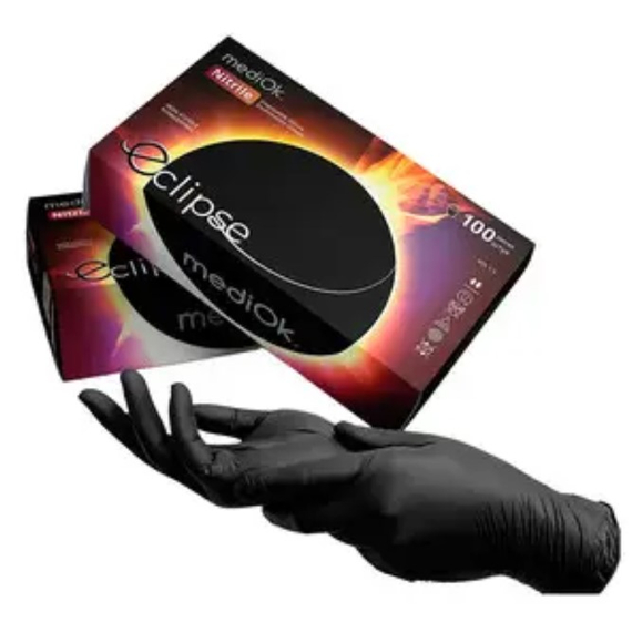 Black nitrile gloves MediOk Black Eclipse M 5.2 g, durable, 100 pcs.