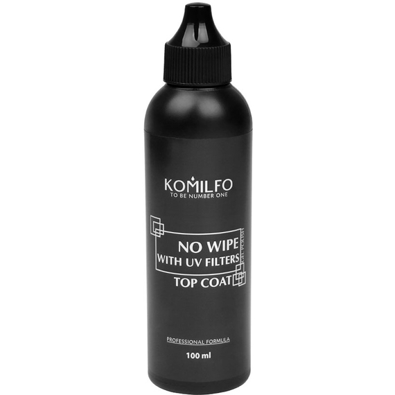 Закрепитель для гель-лака Komilfo No Wipe With UV, без липкого слоя, с УФ-фильтрами, 100 мл