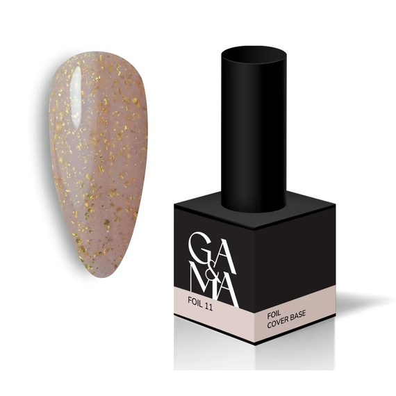 Камуфлирующая база GaMa Cover base Foil №11, нюдовая с поталью, 15 мл, Цвет: Бежевый
