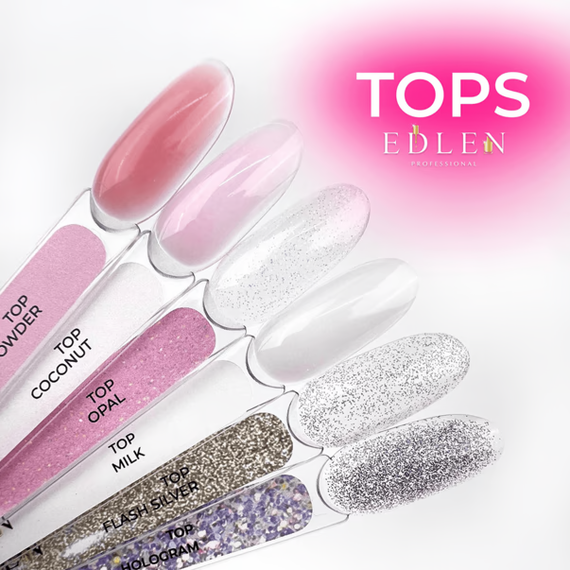 Топ для гель лака Edlen Coconut top нежно-розовый без ЛЖ, 17 мл, изображение 2