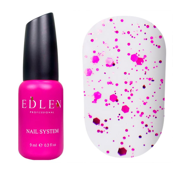 Топ для ногтей Edlen Matt Euphoria top матовый с розовым конфетти, 9 мл