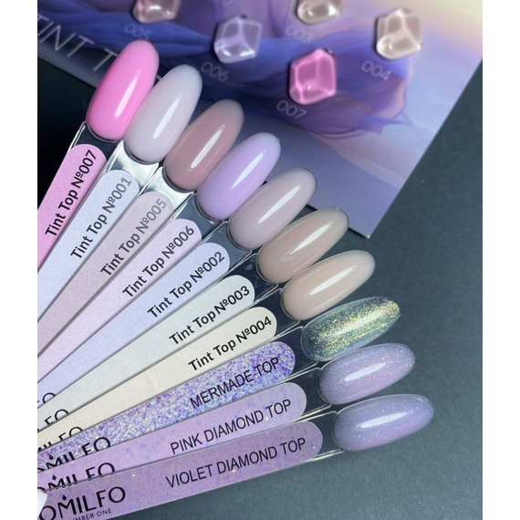 Закріплювач Komilfo Violet Diamond Top, без липкого шару, лавандовий з блискітками, 8 мл, зображення 2