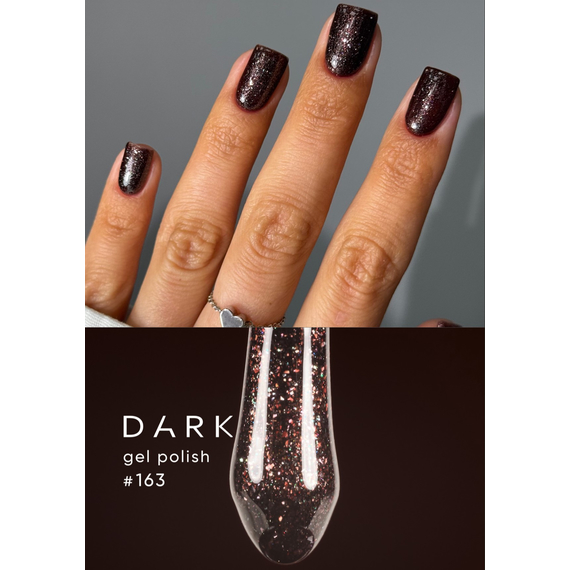 Гель-лак DARK №163, коричневый с блестками, 6 мл