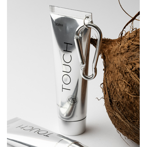 Touch Silver Line Coconut Hand Cream, coconut, with carabiner, 30 ml