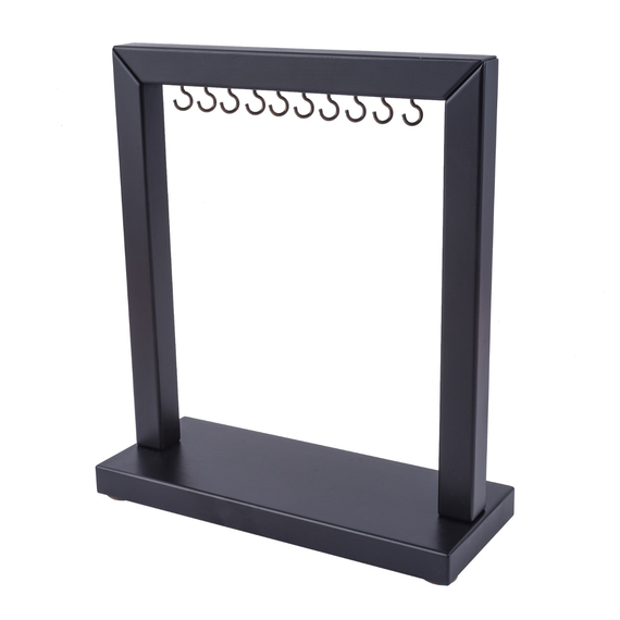 Деревянная подставка Большая органайзер для типсов, черная 10 крючков