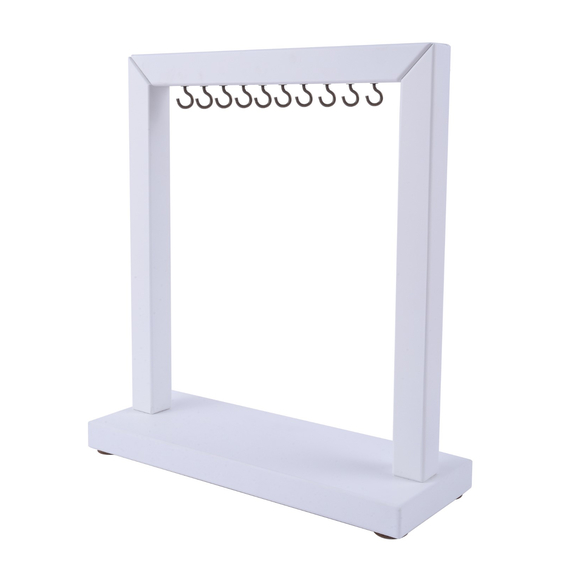 Деревянная подставка Большая органайзер для типсов, белая 10 крючков