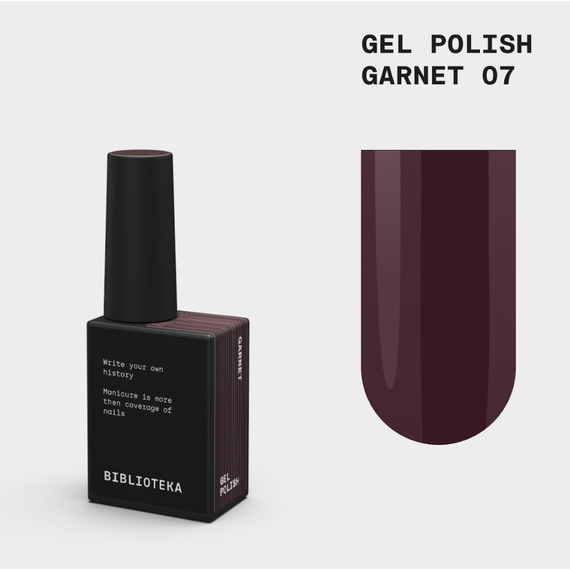 Гель-лак для ногтей BIBLIOTEKA №007 Garnet, бордовый, 10 мл