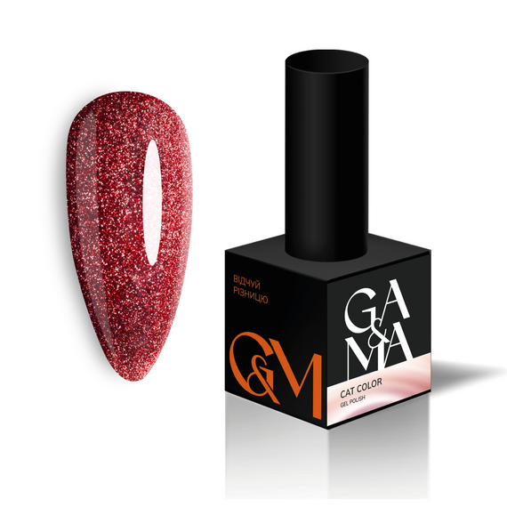 Гель-лак для нігтів Gemely Cat Color №012, котяче око, червоний, 6 мл