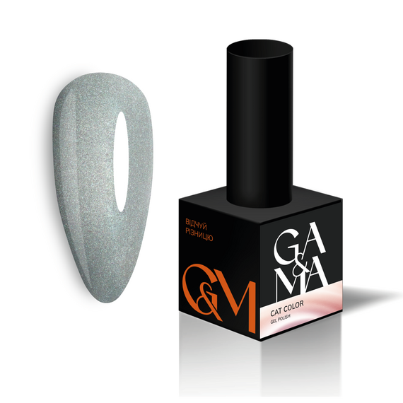 Гель-лак для ногтей GaMa Cat Color №002, кошачий глаз, серебряный, 6 мл