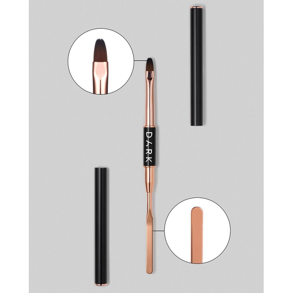 Пензель DARK двосторонній, шпатель + гель 10 мм, чорний