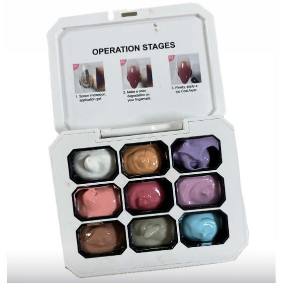 Набір гель-фарб для омбре Lilly №017, 9 кольорів