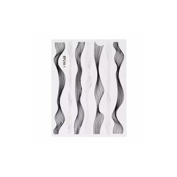 Наклейка гибкая лента волна бело-розовое золото