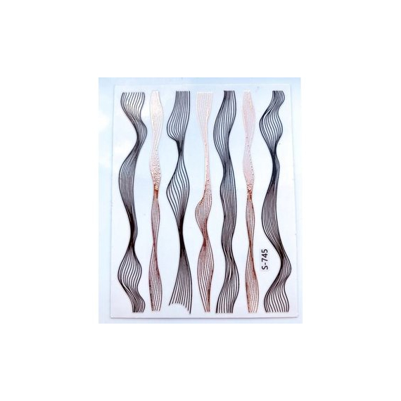 Наклейка гнучка стрічка хвиля чорна-бронза