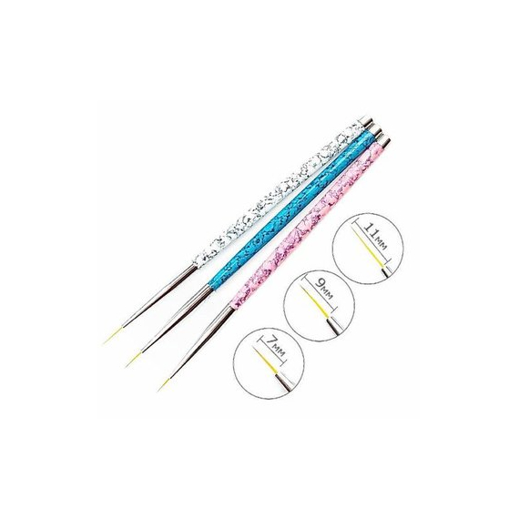 Набор тонких кистей 3 шт мрамор