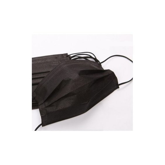 Маска захисна тришарова чорна с фіксатором 50 шт