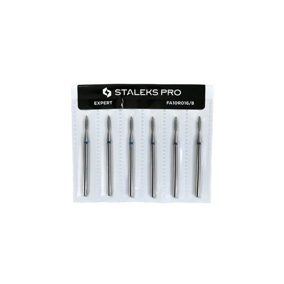 Набір насадок фрез з алмазним напиленням Staleks полум`я безпечне синє 1,6 мм 6 шт, зображення 2