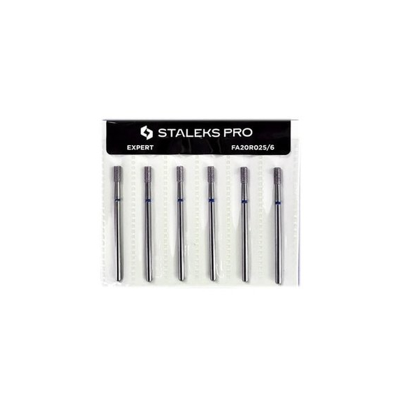 Набор фрез насадок с алмазным напылением Staleks цилиндр синий 2,5 мм 6 шт, изображение 2
