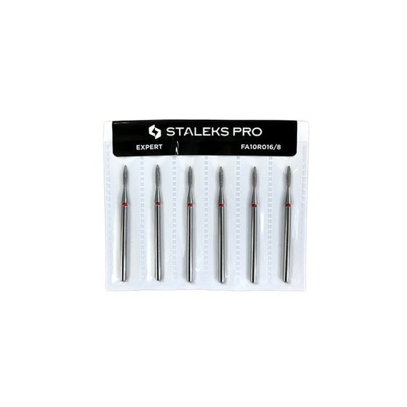 Набір насадок фрез з алмазним напиленням Staleks полум`я безпечне червоне 1,6 мм 6 шт, зображення 2