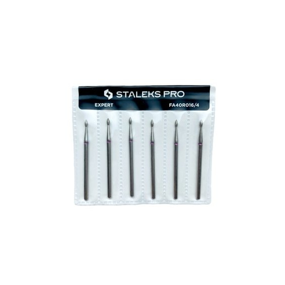 Набір насадок фрез з алмазним напиленням Staleks крапля червона 1,6 мм 6 шт, зображення 2