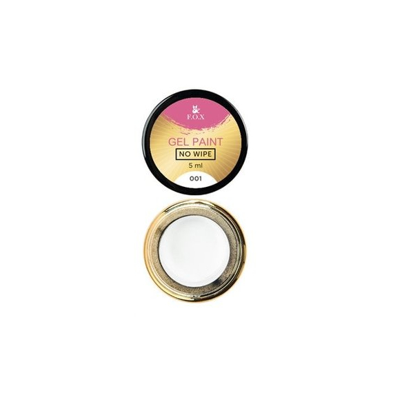 Гель-краска FOX Gel paint №001 No Wipe белый 5 мл, Цвет: Белый