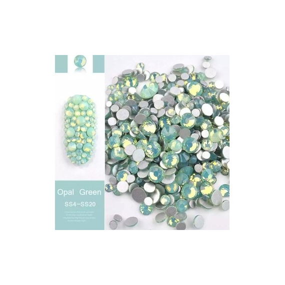 Стразы опалы зеленые микс 100 шт